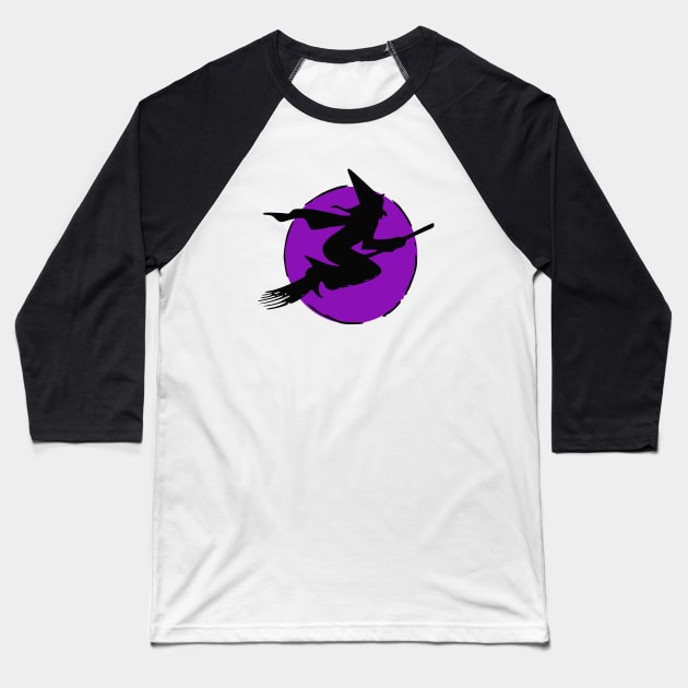 Witch Silhouette Baseball T-Shirt by SandraKC